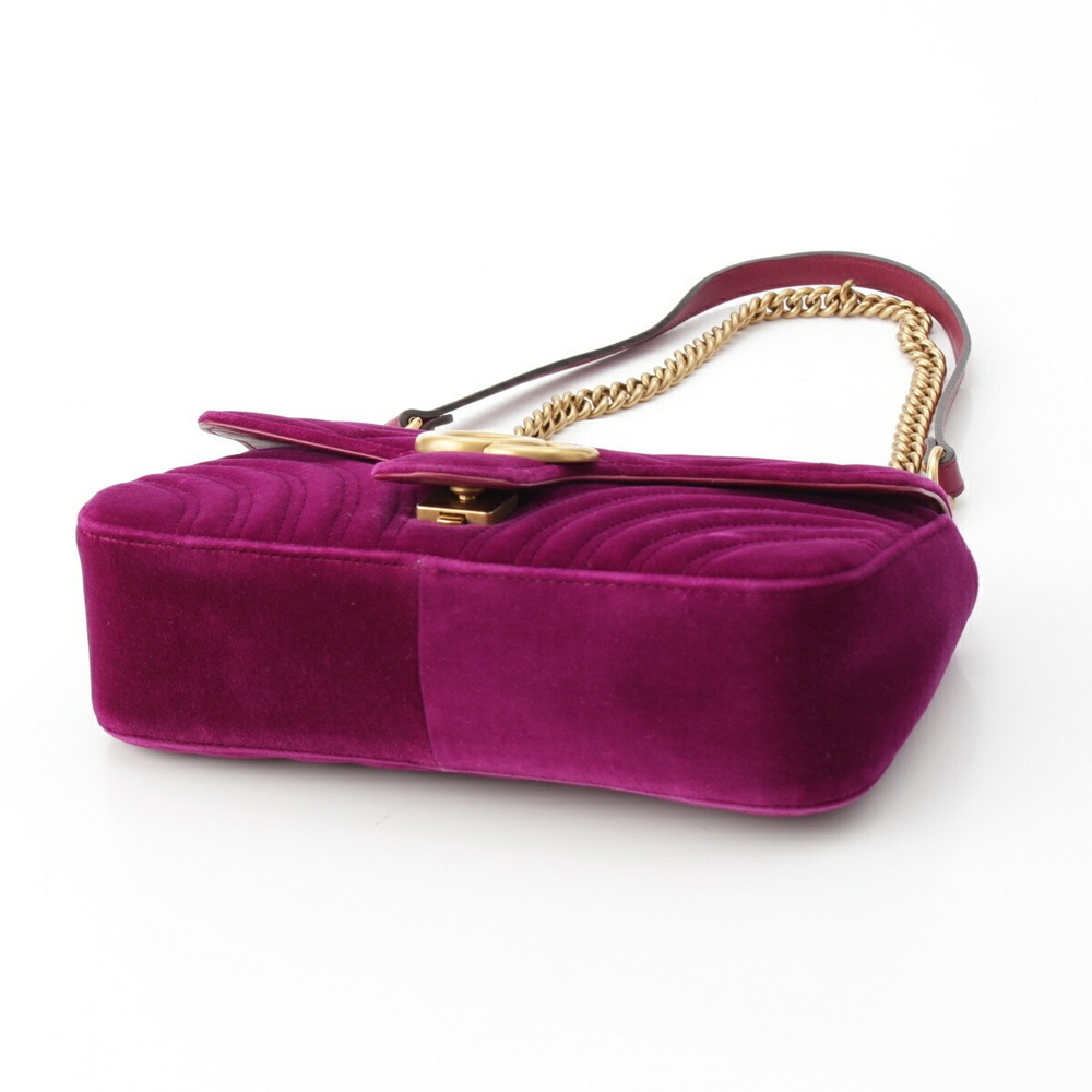 Gucci Velour Chain Pink GG Shoulder Bag Marmont - Picture 5 of 10